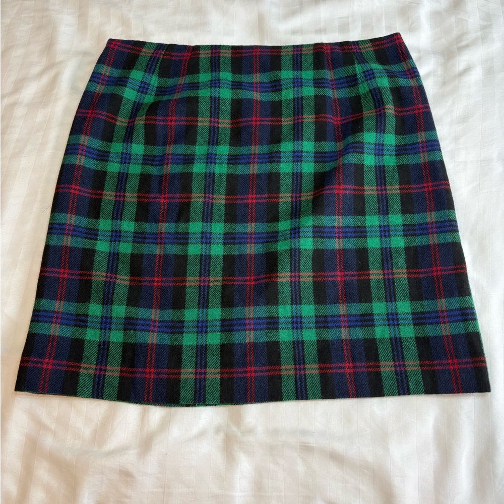 Talbots Green & Blue Plaid Pencil Skirt Wool Blend 14 NWT - Picture 2 of 10